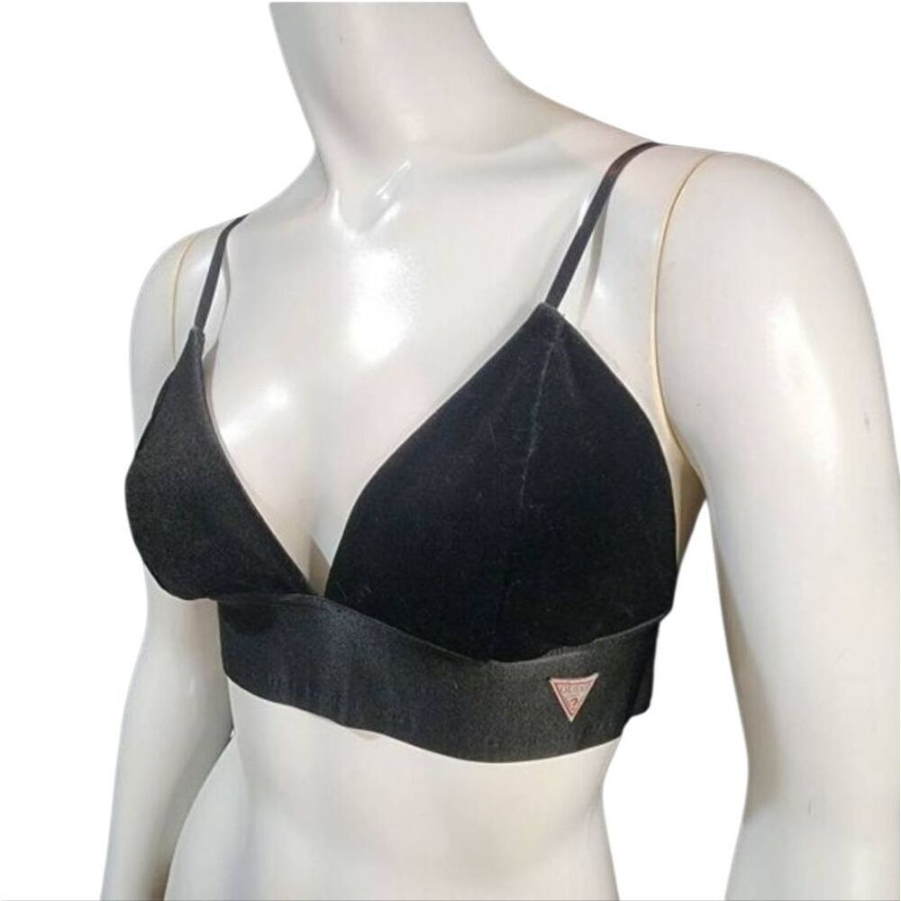 Guess Black Velvet Triangle Bralette (M)